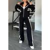 Two,piece Women's Hoodie Set With Zipper Cardigan And Trousers