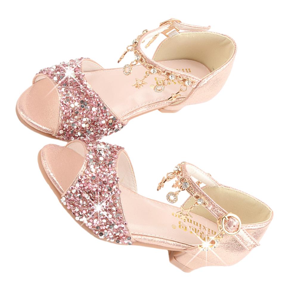 Girls Ballerina Glitter Shoes Children Ballet Wedges Party Shoe Carnival Christmas Sandals with Shoelace Stage
