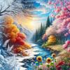 5D Hot Selling Jumbo Size Full Drill Painting Kit for Adults And Beginners - Easter, Valentine'S Day, Round Complete Seasonal Scenery Pattern