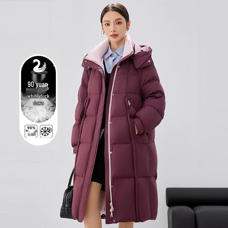 

Женская зимняя длинная куртка с белым утиным пухом M