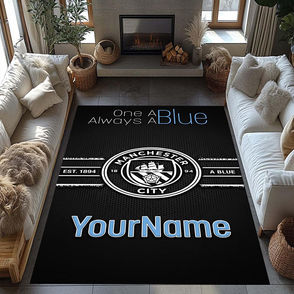 Manchester City Customize Your Name Carpet Design for Dormitory Hallway Study room Balcony Anti-slip Rug Office home decor Gift for Festivals