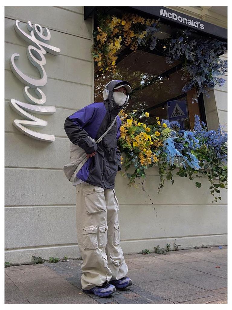 Men's Trendy American Retro Multi-Pocket Wide-Leg Overalls