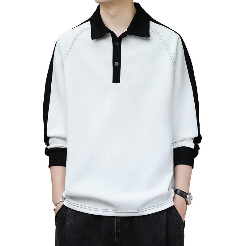 Spring Autumn Fashion Loose Sweatshirts Men Turn Down Collar Long Sleeve Patchwork Fashion Hoodie Mens Cotton Casual Streetwear