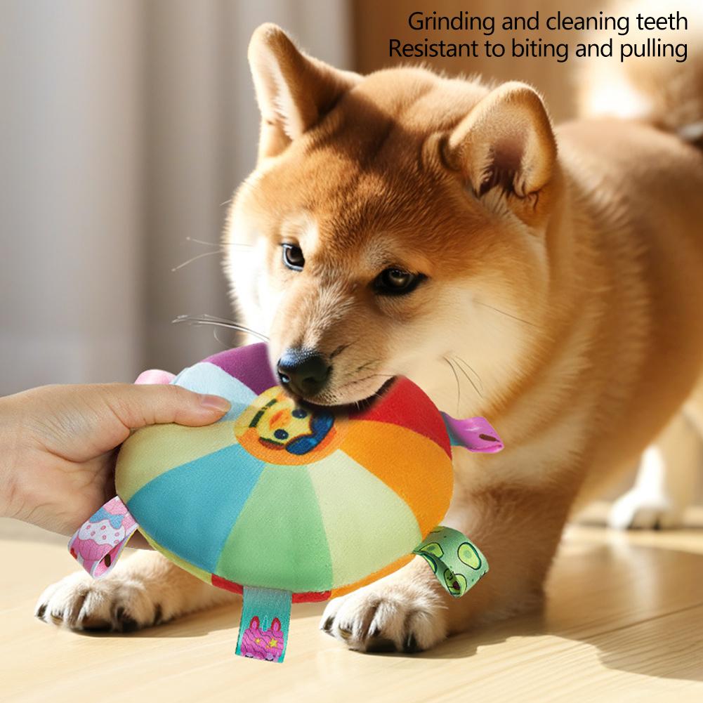 Interactive Dog Toy with Bell Dog Bite Toys Flying Disc for Training and Play Stress Relief Plush Stuffed Dog Toy