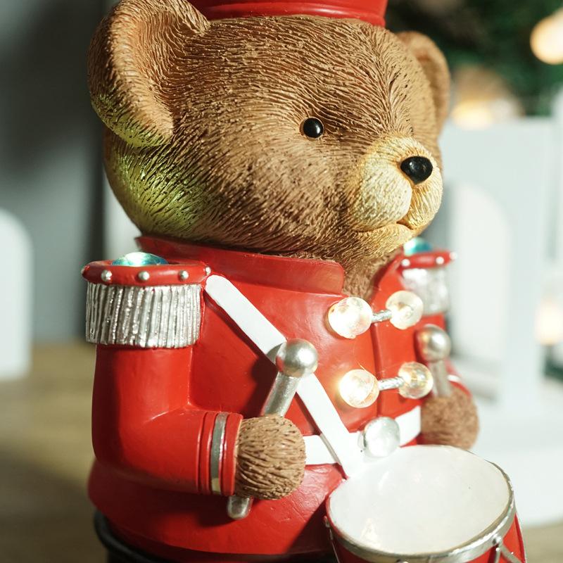 Braunbär Schlagzeuger Europäische Kunstharzhandwerkskunst TV-Schrank Wohnzimmer Dekoration Ornamente Nachtlichter Mode Feiertag Geburtstagsgeschenk