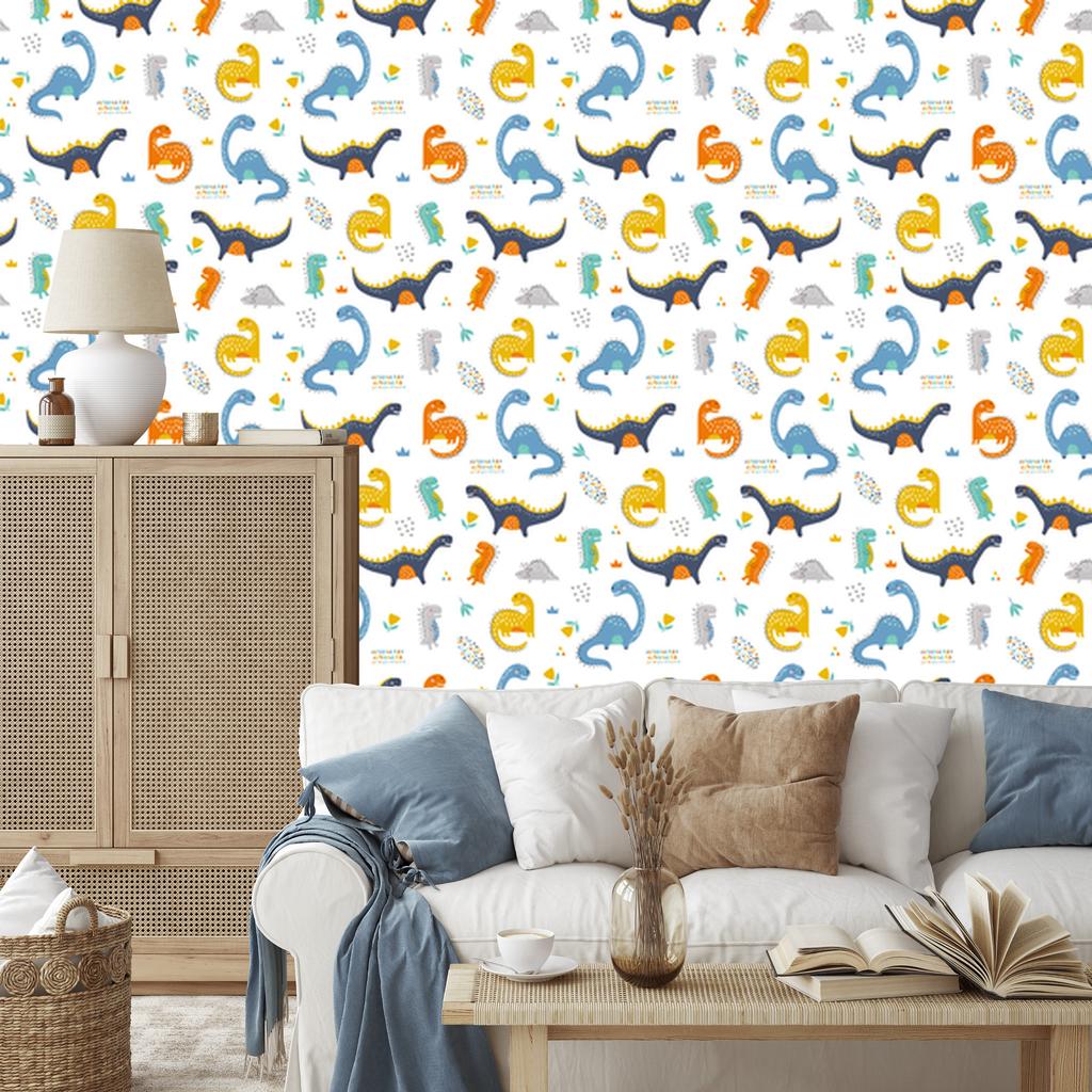 Dinosaurs Flowers Wallpaper for Living Room and Bedroom 50x1000