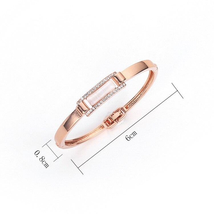 Basic Minimalist Modish Stylish With Rhinestone Bracelets Rose Gold Tone Open Wrist Bracelet Girlfriend Birthday Giveaway Gift Idea Non FadingSimple