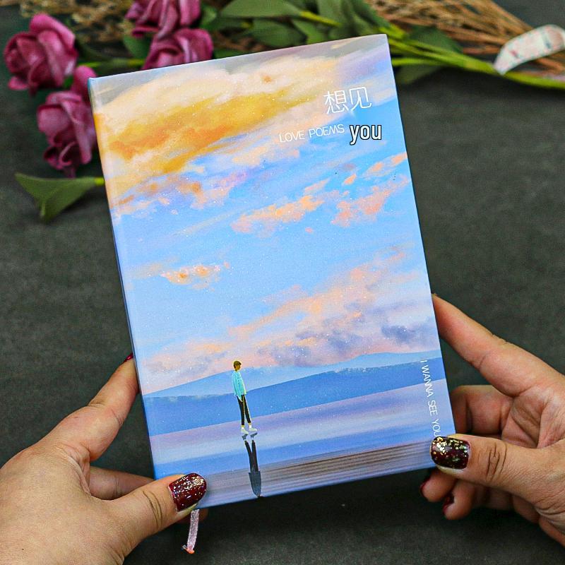 Diário Fofo Estilo Retrô Coreano para Estudantes - Páginas Coloridas, Caderno Grosso