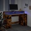 Vidaxl Biurko Z Podświetleniem Led, Przydymiony Dąb, 140X55X91 Cm