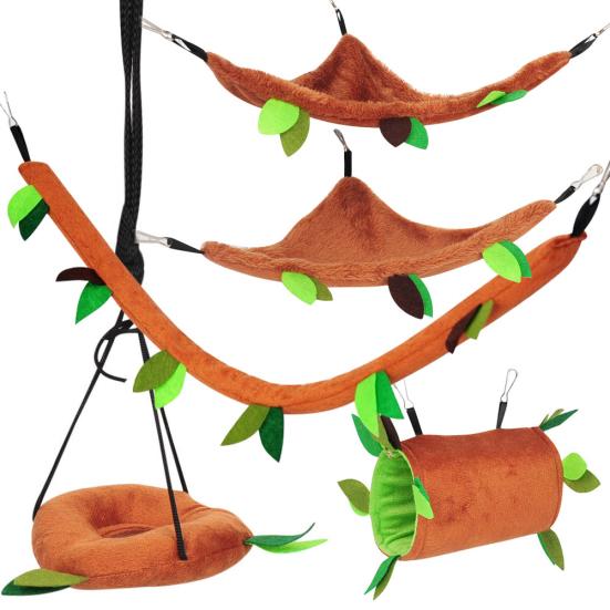 

5Pcs/Set Pet Hamster Squirrel Warm Ropeway Hammock Hanging Swing Cage Bed Nest коричневый