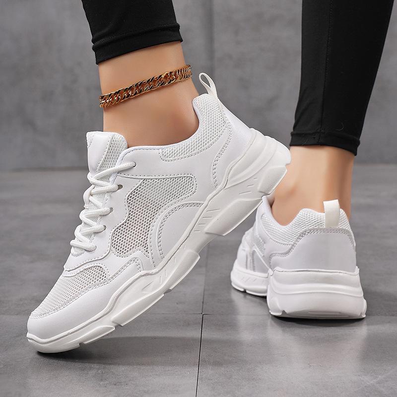 2025 New Four-season Mesh Breathable and Lightweight Casual Sports Shoes Thick-soled Laces Heightened Breathable Large-size Women