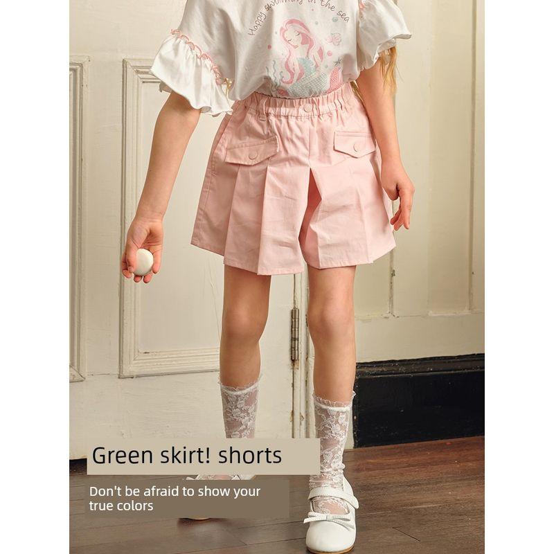 David Bella Girls' Shorts Summer Children's Skirt Pants Summer White Pants Girls Pure Cotton Pink Skirt Pants Children's Clothing