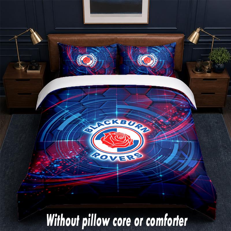 Blackburn Rovers Football Design Bed Bedding Set 1 Duvet Cover + 2 Pillowcases Soft Breathable Household Bed Linens