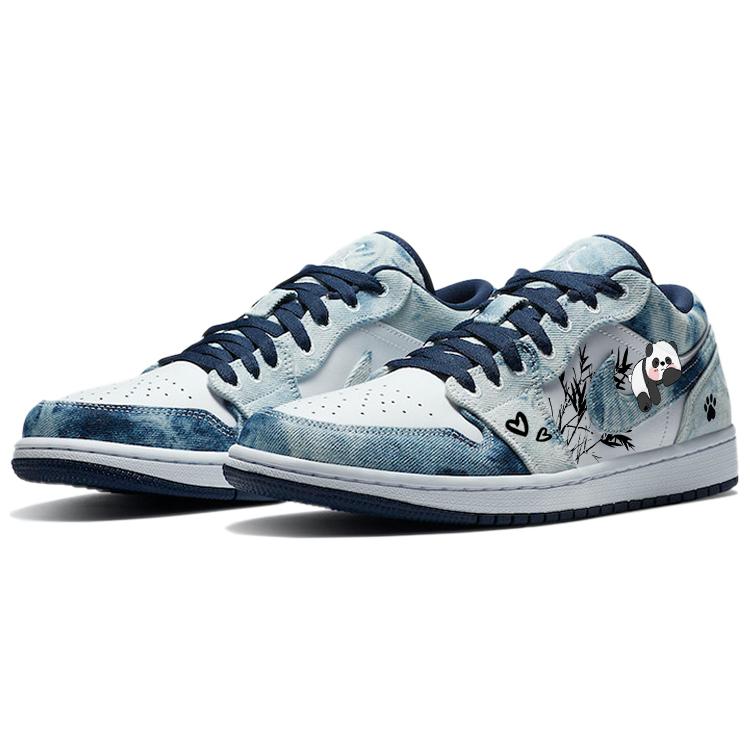 Jordan Air Jordan 1 Abrasion Resistant Slip Resistant Low Top Vintage Basketball Shoes Men's Blue White CZ8455-100(Team181-)