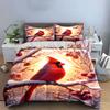 Winter Scenery with Cardinal Trio Kid's and Adults' Bedroom Decor, Exquisite Three-piece Bedding Set Gift