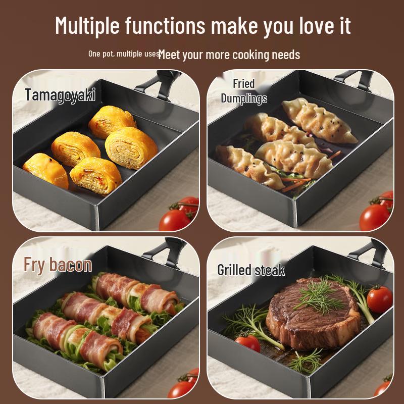 Qingyu Wrought Iron Frying Pan with Wooden Handle