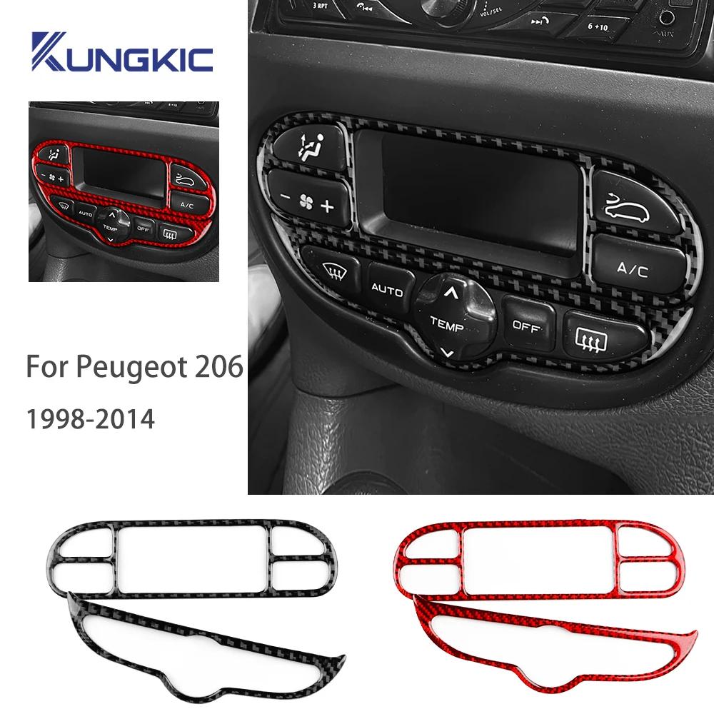 Real Soft Carbon Fiber Sticker for Peugeot 206 1998 2008 2009 2010 2011 2012 2013 2014 LHD RHD Car Central Control Button Trim