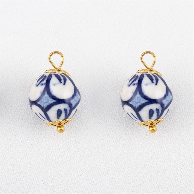 Traditional Auspicious Motif Ceramic DIY Accessories Combined With Sturdy Stainless Steel Components