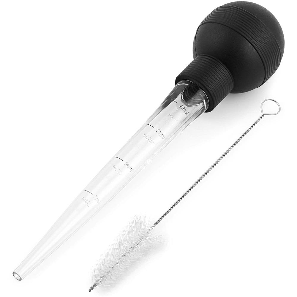 with Brush Turkey Baster Silicone Bulb Dishwasher Safe Food Injector Black Large Meat Injector Poultry Flavoring