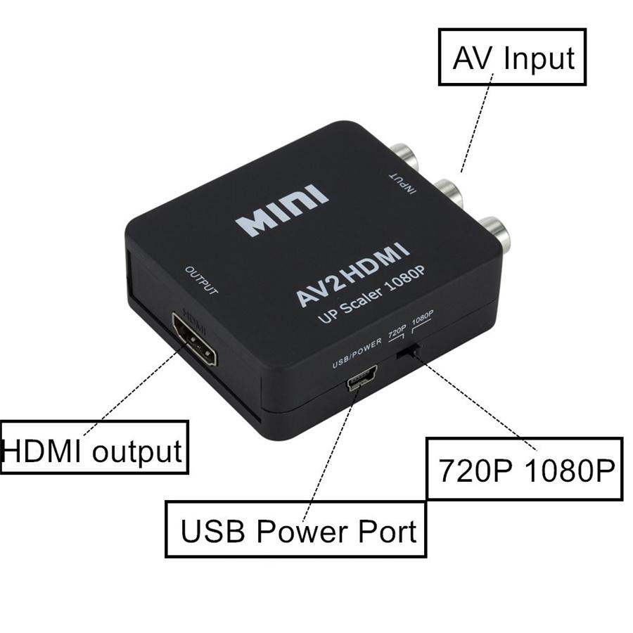1080P RCA Kompositt CVBS AV til HDMI Video Lyd Konverterboks AV2HDMI Adapter