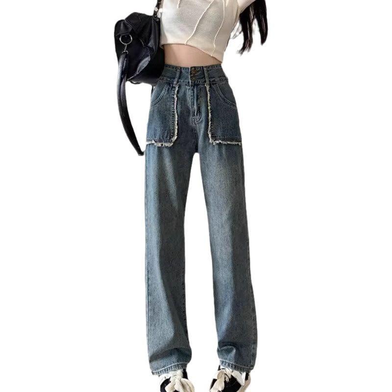 Plus Size Retro High Waist Wide Leg Jeans for Women - Slimming, Straight Leg, Floor-Length