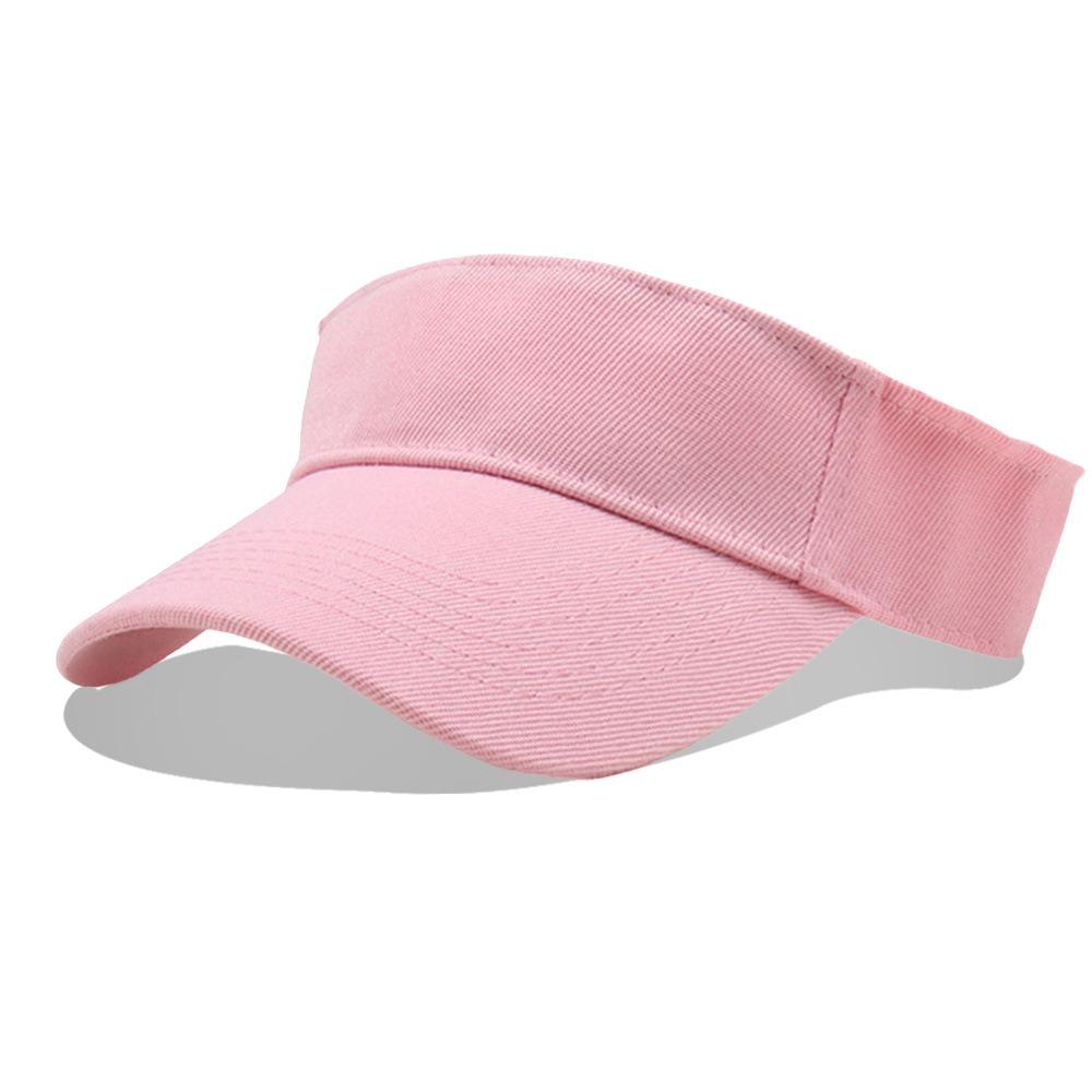 Cotton Outdoor Sports Hat Structured Brim Lightweight Summer Sun Hat Quick-Dry Solid Color Sports Visor розовый