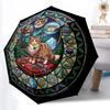 Cats Glass Fantasy Pattern Umbrella, Portable and Foldable Design, 8 Ribs, a Casual Accessory for Halloween, Christmas, and Birthday Gifts.