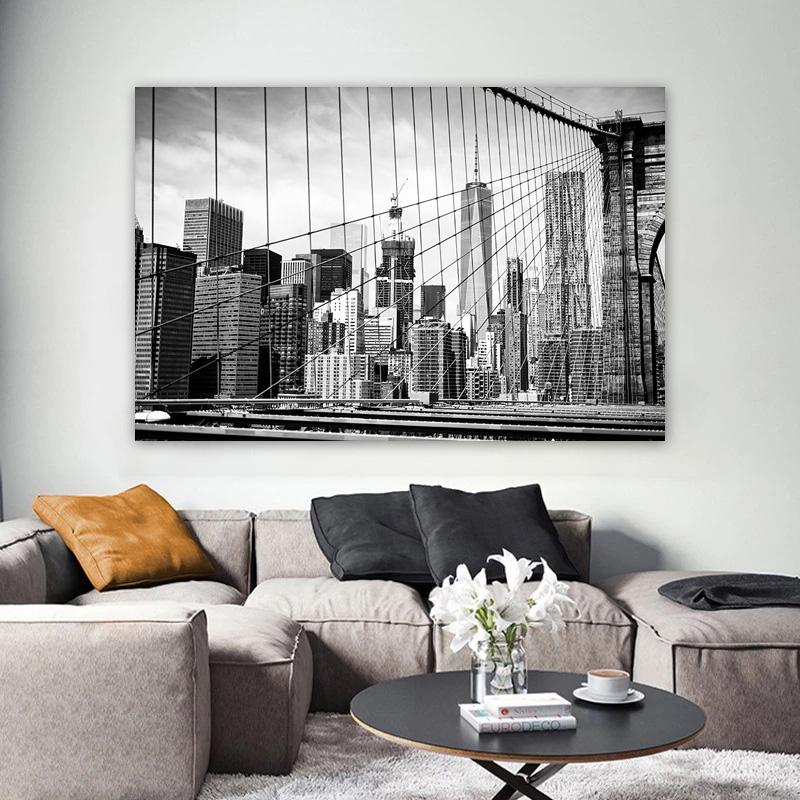 New York City Manhattan Posters Night Views Decorative Painting Wall Art Pictures Living Room Building Canvas Prints Home Decor