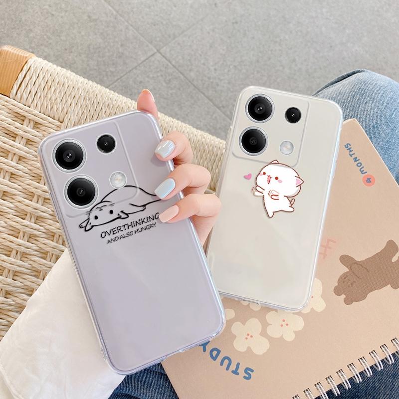 Měkké silikonové průhledné pouzdro s kresleným vzorem pro Xiaomi Redmi Note 13 Pro Poco C65 Samsung A55 A35 M35 S24 iPhone Ochranný kryt proti nárazu