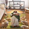 Serene Shepherd with Sheep Design Rug Non-slip Rug Suitable for Living Room and Bedroom Sofas.