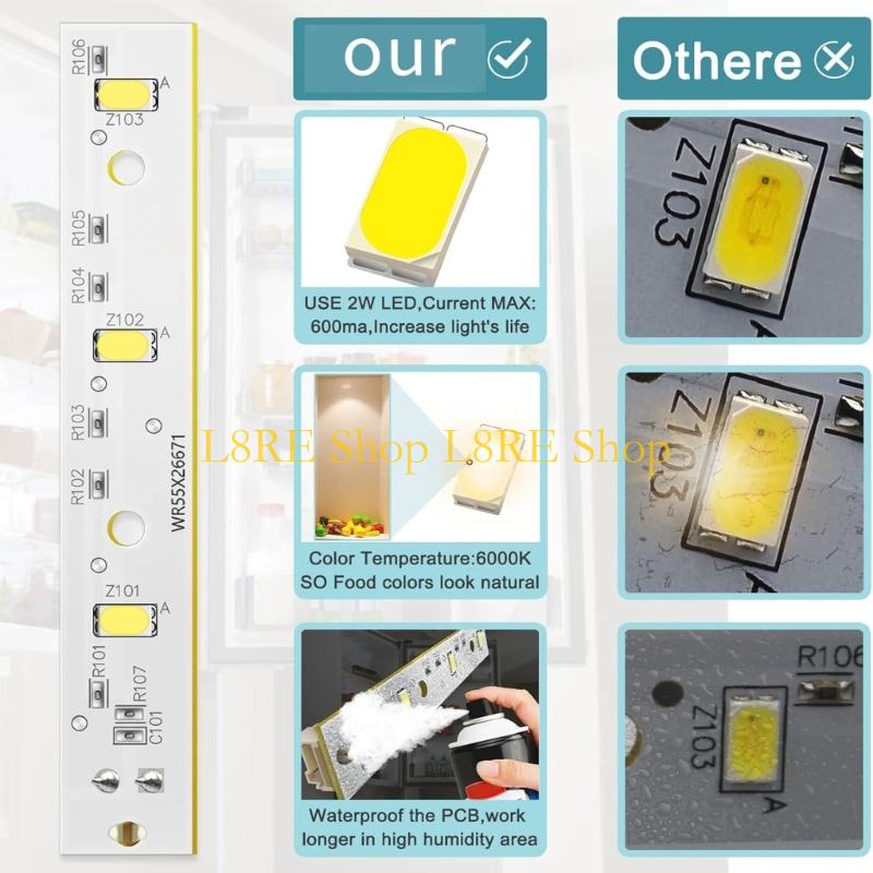 L8RE Bright LED Light Strips Light Panel LED Lighting Board PC Texture for Fridge