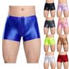 Elastic Waistband Sheath Pouch Boxer Briefs for Men Glossy Breathable Low Rise Swim Trunks Sleepwear Loungewear
