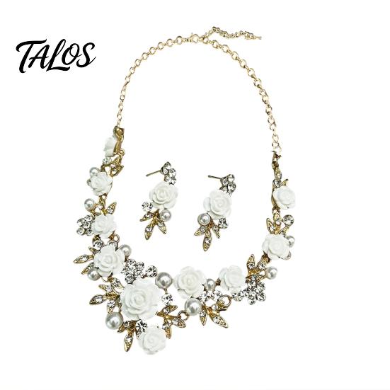 Necklace And Earrings Set 1 Camellia Choker Earrings, Faux Pearl Rhinestone Luxury Jewelry Elegant Flower for Women Daily Wear Party Date High-quality