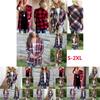 Cozy Women Plaids Cardigan T-shirt With Stylish Lapel Collar For Casual Wear
