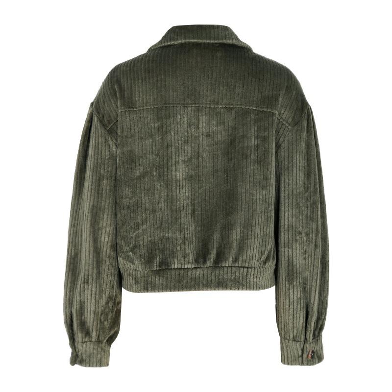 Autumn and Winter Warm Plush Casual Women Jacket Fashion Long Sleeve Solid Women's Green Jackets Elegant  Button Up Vintage Ladies Coats 24700