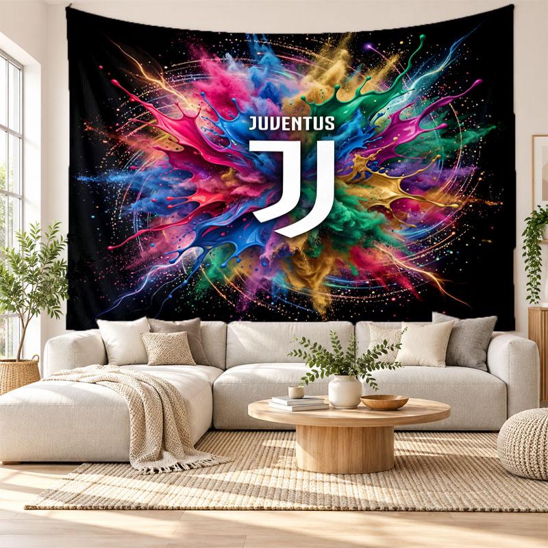 Juventus FC Wall Tapestry, Soft Fabric Wall Hanging, Decorative Backdrop For Bedroom Home Wall Art