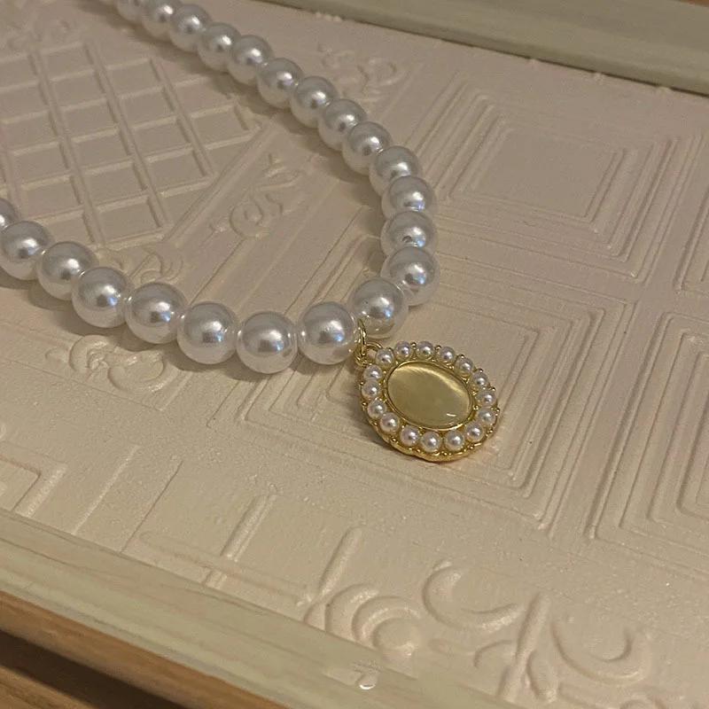 Korean New Imitation Pearl Choker Colar Thick Chains With Pendant Necklace For Women Fashion Choker Necklaces Jewelry Gift
