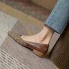2025 Spring Small Fragrant Wind Medieval Shoes Internet Celebrity Plaid Cloth Color Matching Low Heel Light Mouth Pointed Head Flat Sole Shoes Women