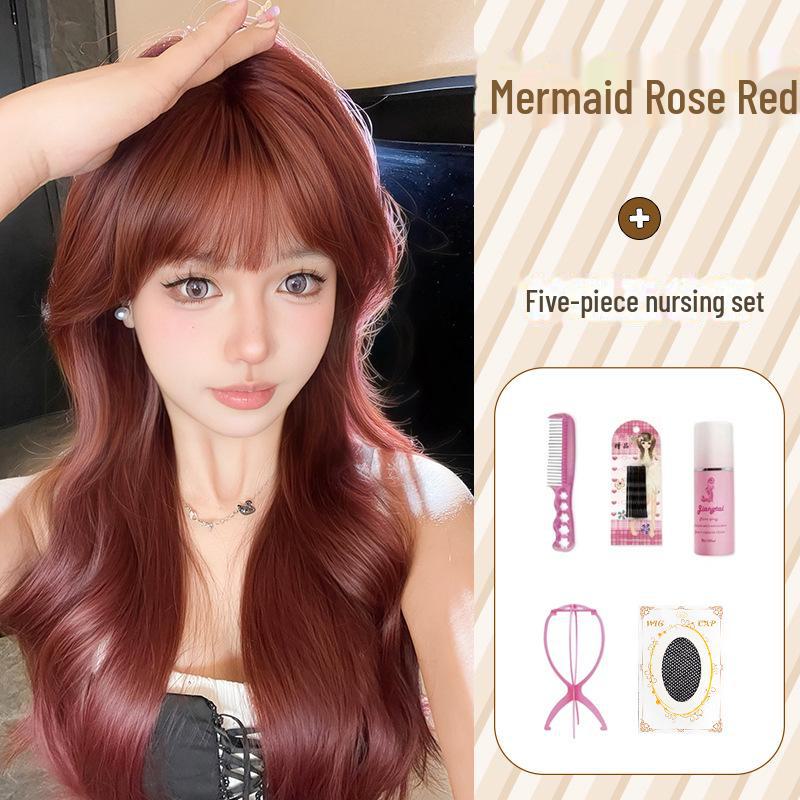 

Logic Cat женский розовый длинный кудрявый парик с воздушной челкой - реалистичная русалочья гарнитура