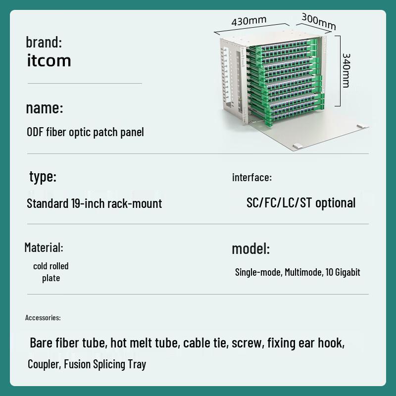 Itcom 144-Core 19-inch Rack-Mount ODF Fiber Optic Patch Panel