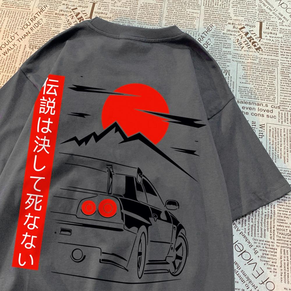Japanese Car Funny Original Design Men's T-shirt Cotton Clothes Loose Breathable Short Sleeves Summer Oversized T-shirt