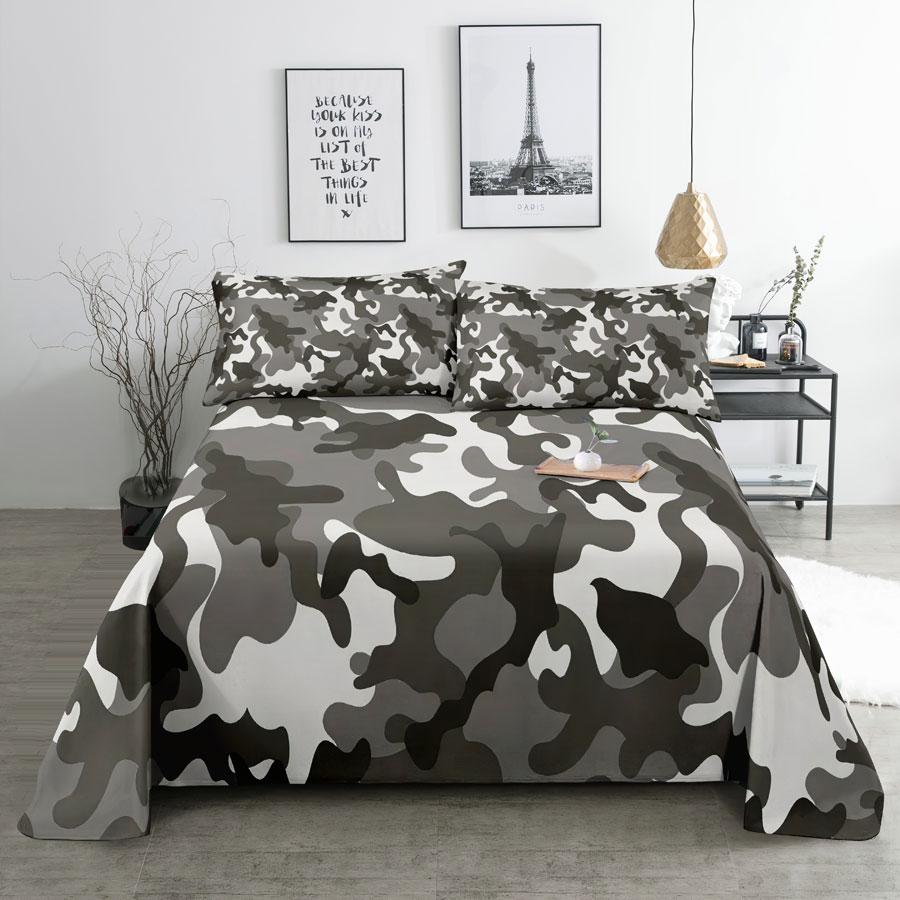 Kamuflażowy Zestaw Prześcieradeł Pościel Poszewki na Poduszki Rozmiar Queen King Podwójny 220x240 Leopard do Sypialni Miękki Twin Full Single