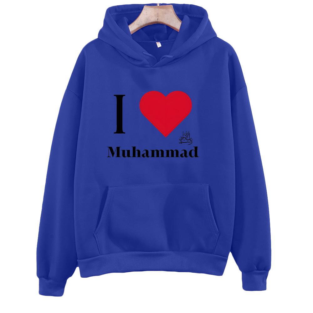 Ich liebe Muhammad Hoodies Langarm mit Kapuze Retro Harajuku Pullover Damenmode Sweatshirts