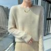 Lekasha Women's Slim Fit 100% Cashmere Round Neck Sweater - Solid Color, Long Sleeve.