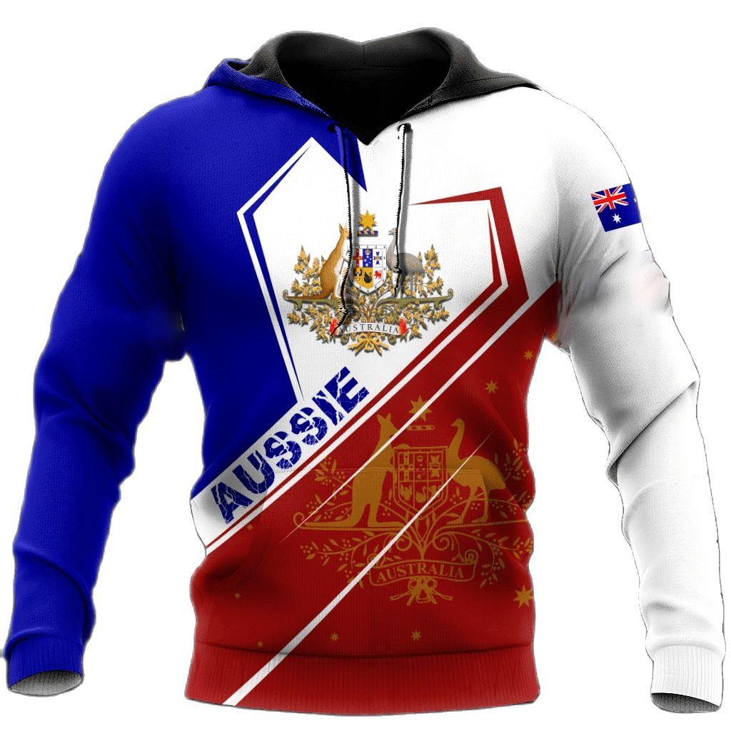 Jesienne bluzy z kapturem z nadrukiem flagi Australii 3D Modne Casualowe Sportowe z Długim Rękawem Męskie Bluzy z Kapturem