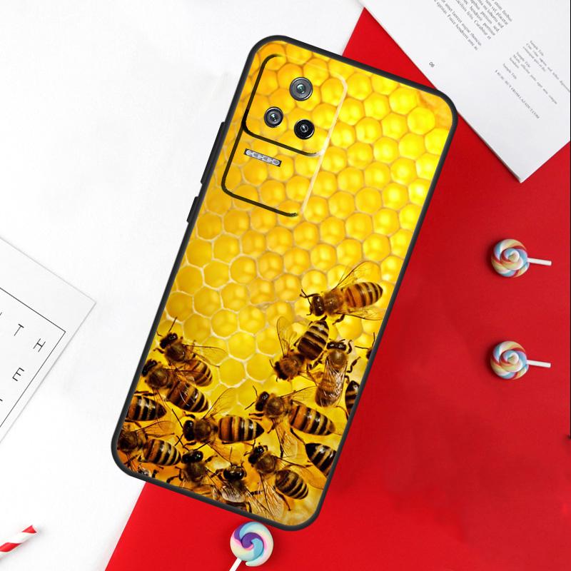 Golden Honeycomb Honey Bee Cover For Xiaomi 11T 12T 13T 14T Pro 13 14 15 Ultra POCO X7 Pro X3 X5 X6 F5 F6 M6 Pro Case