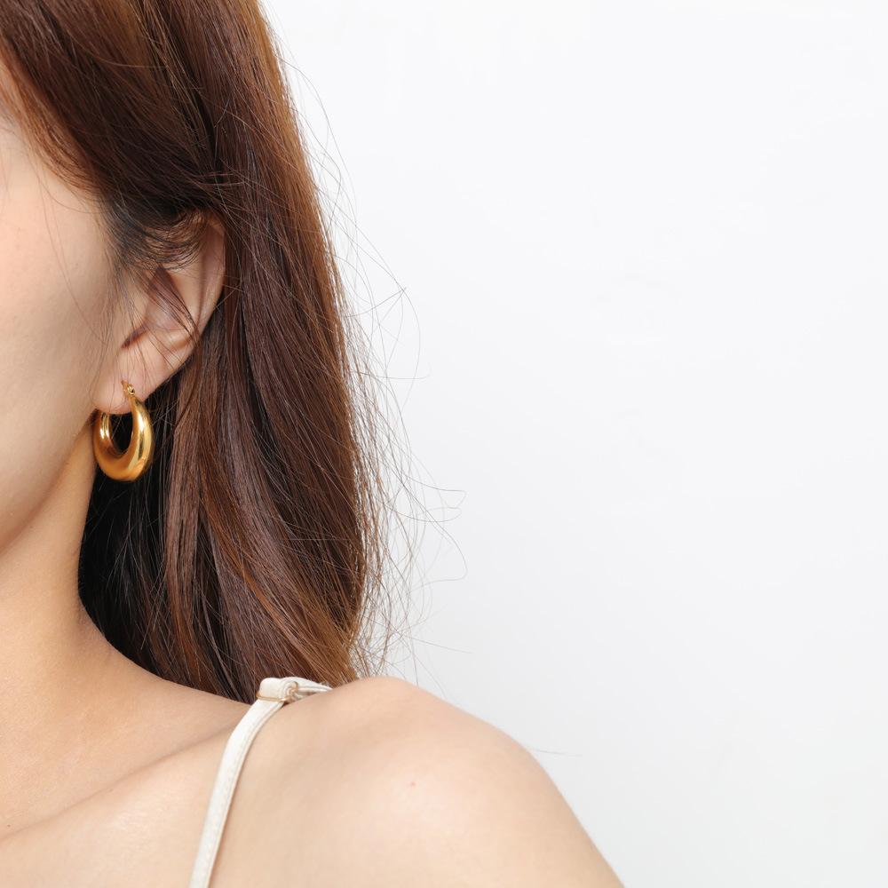 OPK Fashion Hollow Stainless Steel Earrings Golden Earrings Girl