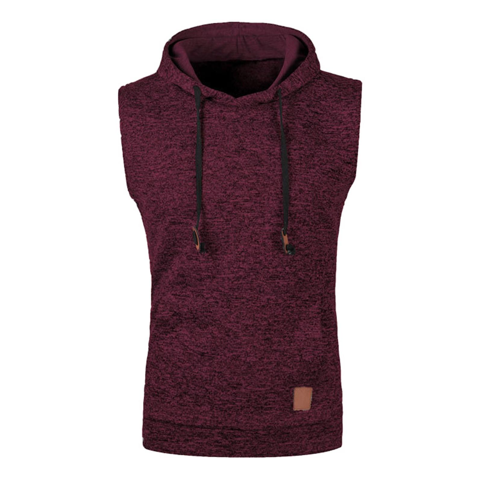 

Мужской осенний однотонный жилет с капюшоном Мужской жилет Тонкий бархатный свитер Тонкий свитер Мужской пуловер с капюшоном и карманом XXL винный