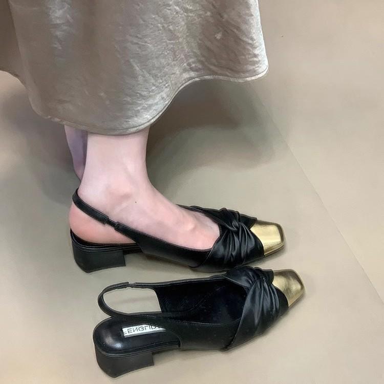 French Xiaoxiangfeng evening single shoes women's 2025 spring and summer new gentle temperament bag head sandals outer wear with skirt