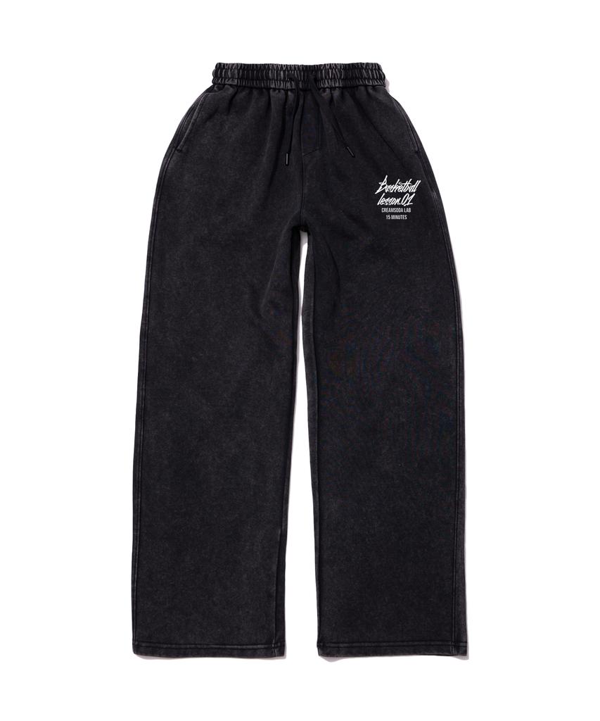 CREAM SODA LAB Quarter Teamplay Pigment Wide String Pants Black White